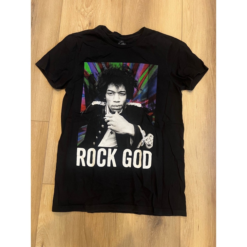 Jimi Hendrix Rock God Authentic Hendrix Black Short Sleeve T-Shirt Men's Small